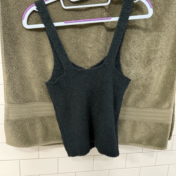 NATURAL LIFE Button-Up Cardigan with matching tank top. Charcoal. Teddy soft - Picture 4 of 5